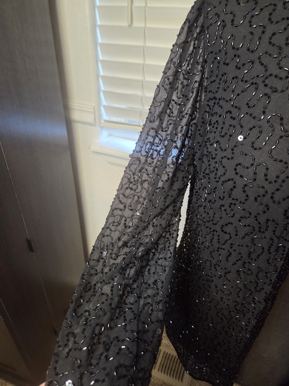 Black Beaded Open-Front Evening Blazer - Picture 4 of 6